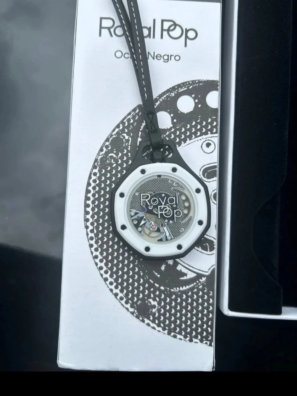 Swatch Black Dial Pocket Watch with White Bezel